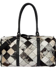 Black and White Patchwork Cowhide Travel Bag