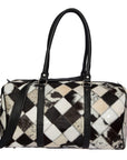 Black and White Patchwork Cowhide Travel Bag