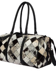 Black and White Patchwork Cowhide Travel Bag
