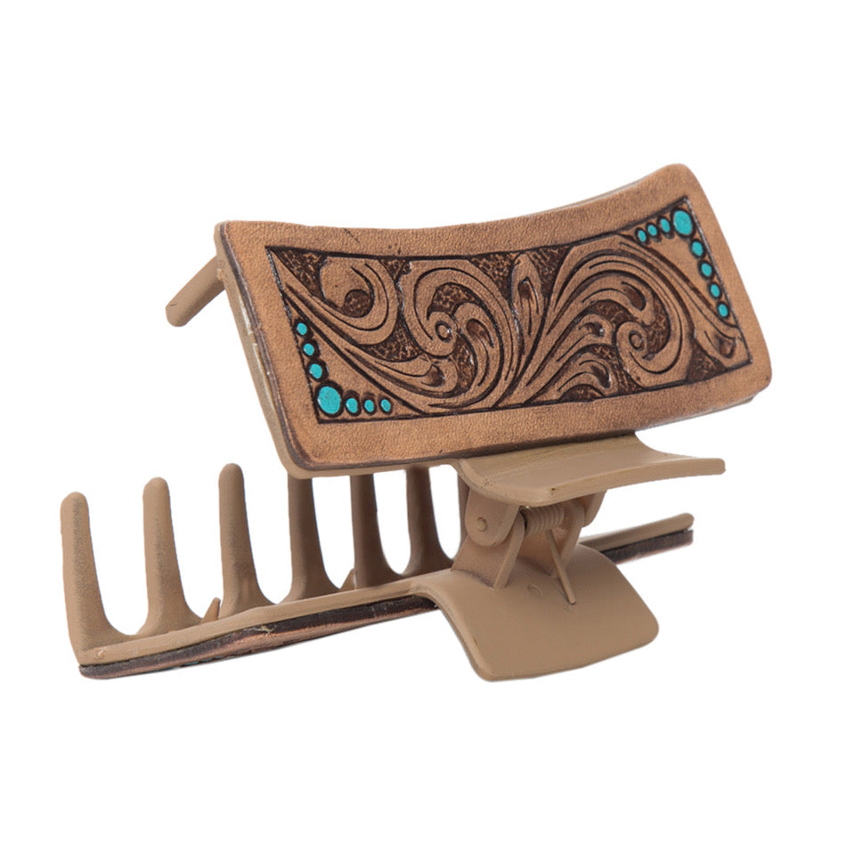 Tooled Leather Hair Clip