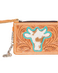 Bullhead Tooled Leather and Cowhide Key Card Case