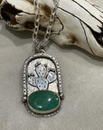 Sterling Silver Nopales and Turquoise Pendant Necklace rustik-d