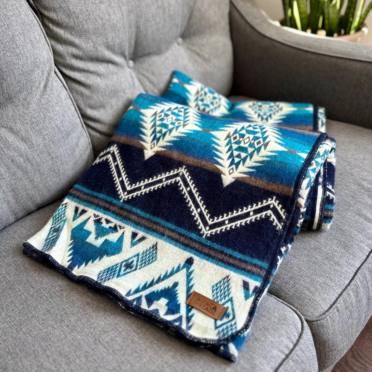 Alpaca Wool Blanket - Cobalt Blue
