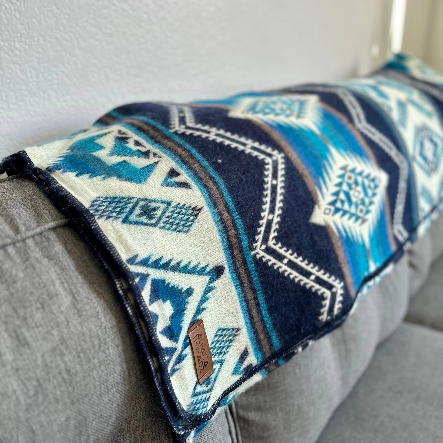 Alpaca Wool Blanket - Cobalt Blue