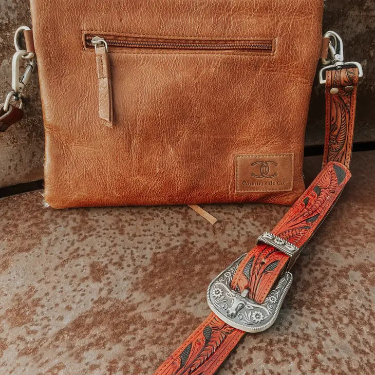 Cowhide Clutch Crossbody back view Rustik-D