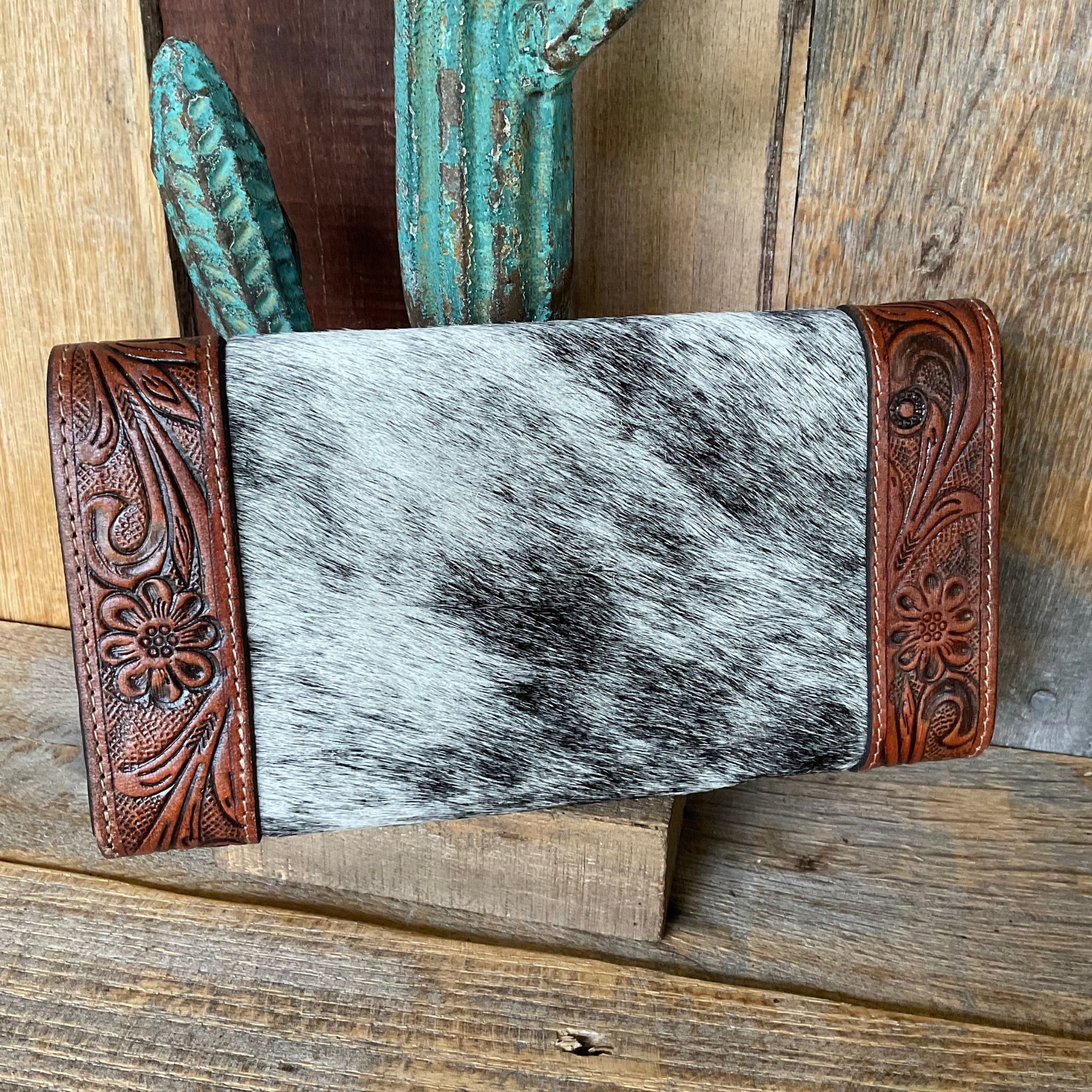 Cowhide Tooled Western Wallet back of wallet