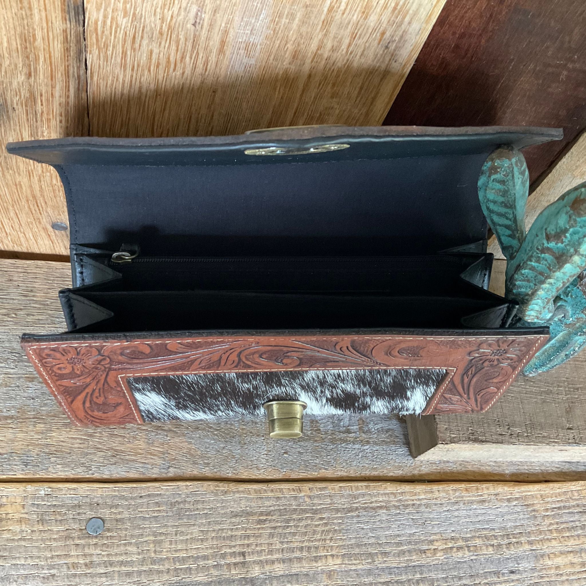 Cowhide Tooled Western Wallet inside of wallet