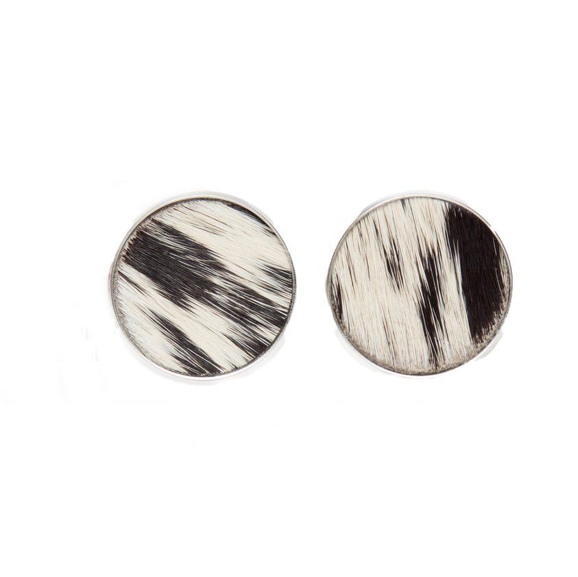 Cowhide Hairon Stud Earrings