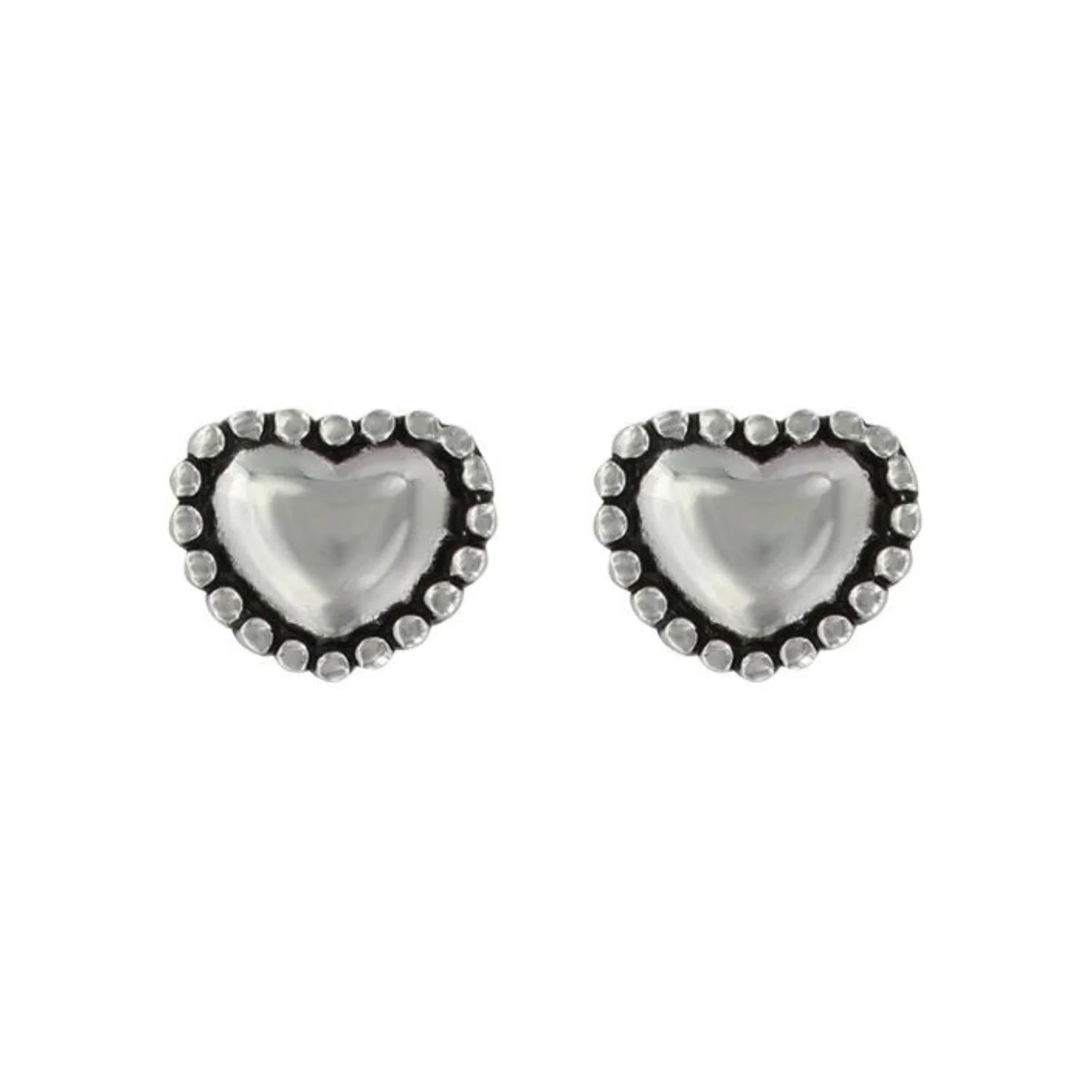 Bead Edge Puffy Heart Stud Earrings