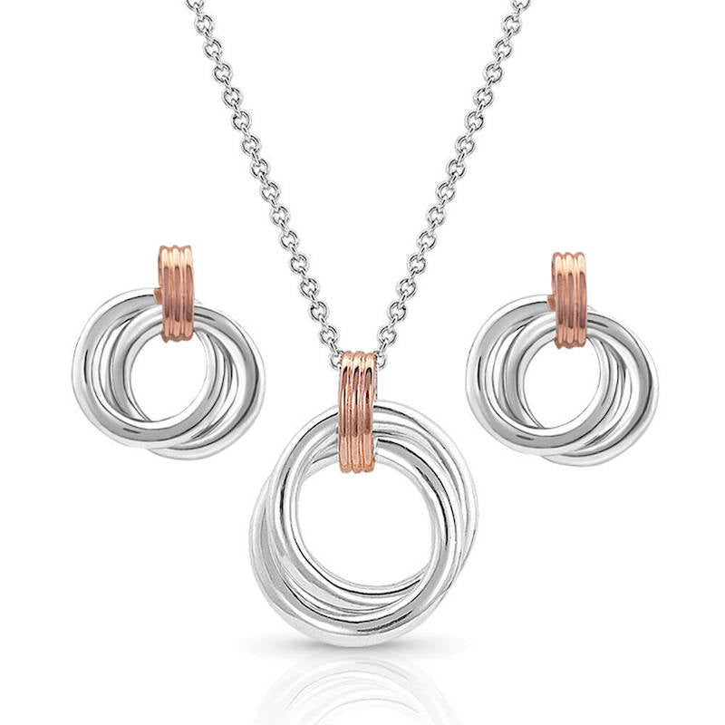 Two Tone Double Ring Jewellery Set