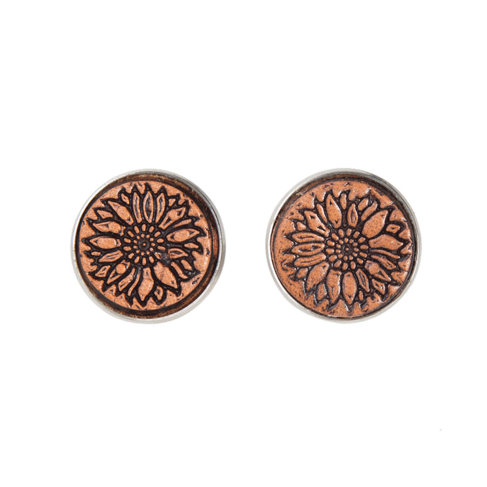Tooled Leather Stud Earrings