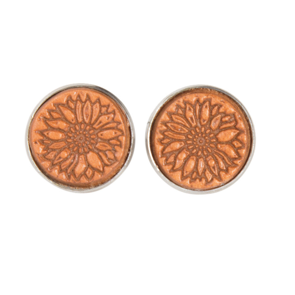 Tooled Leather Stud Earrings