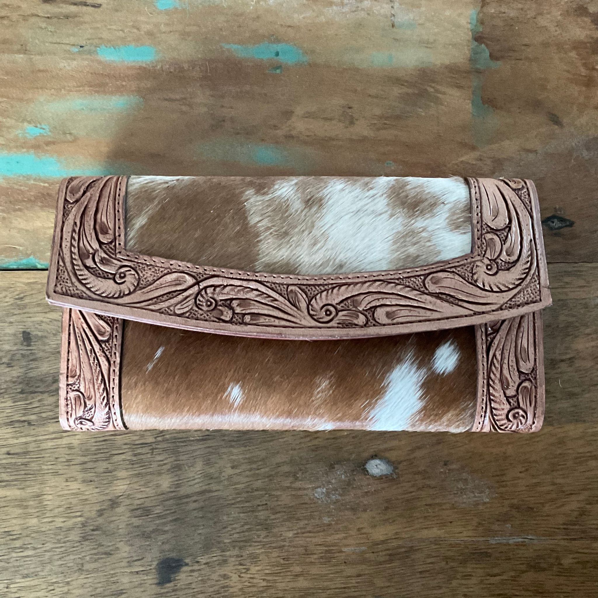 Tooled Cowhide Western Wallet_3 Rustik-D
