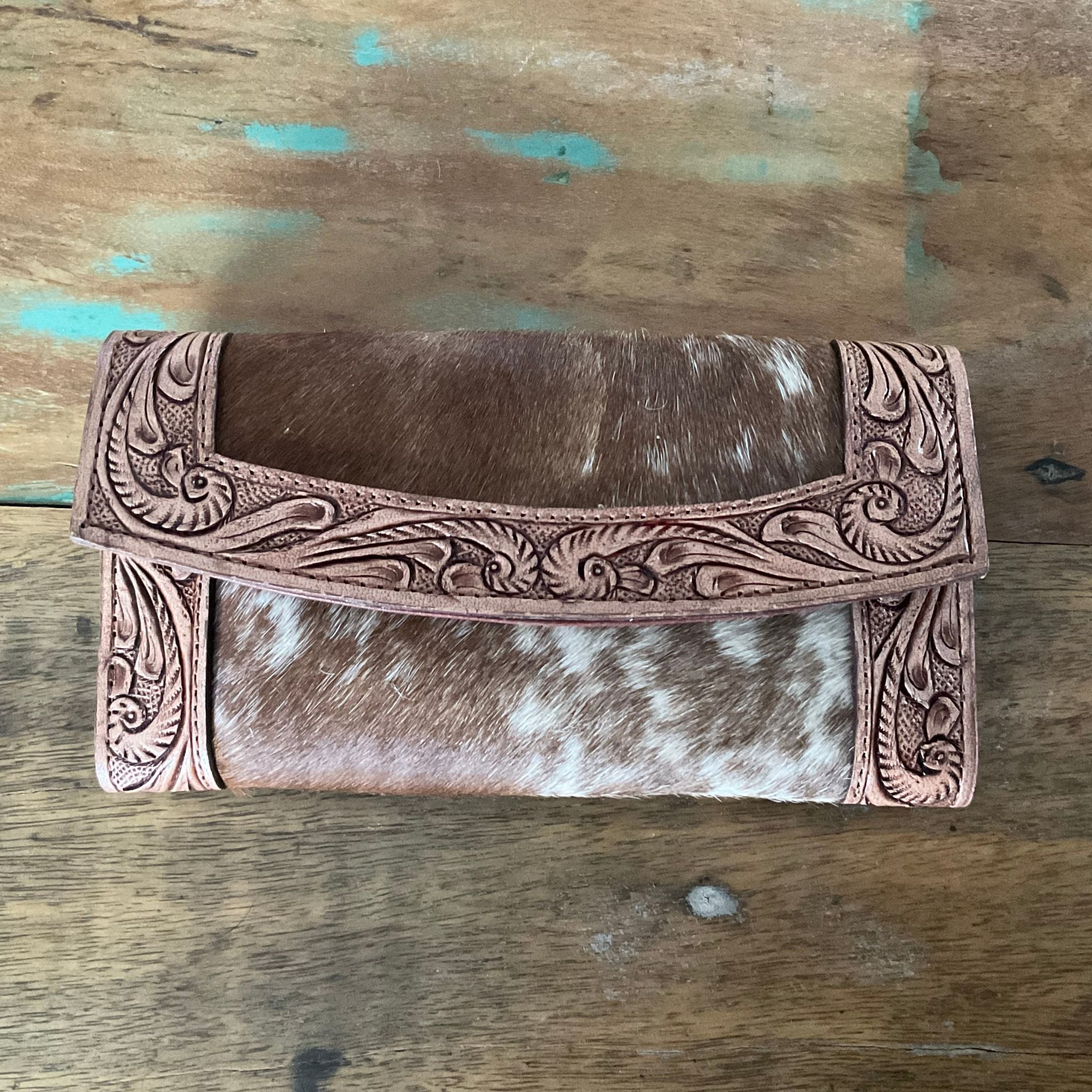 Tooled Cowhide Western Wallet_4 Rustik-D
