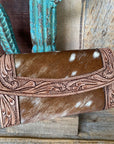 Tooled Leather And Cowhide Wallet