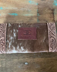 Tooled Cowhide Western Wallet back view Rustik-D