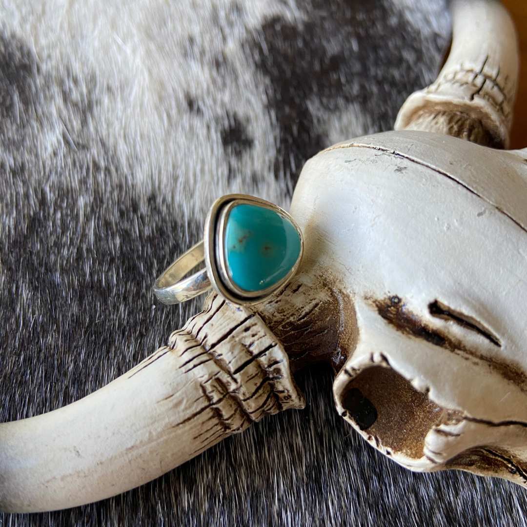Turquoise Aztec Mt Ring #9 - size 7.5 Desert Cactus Co