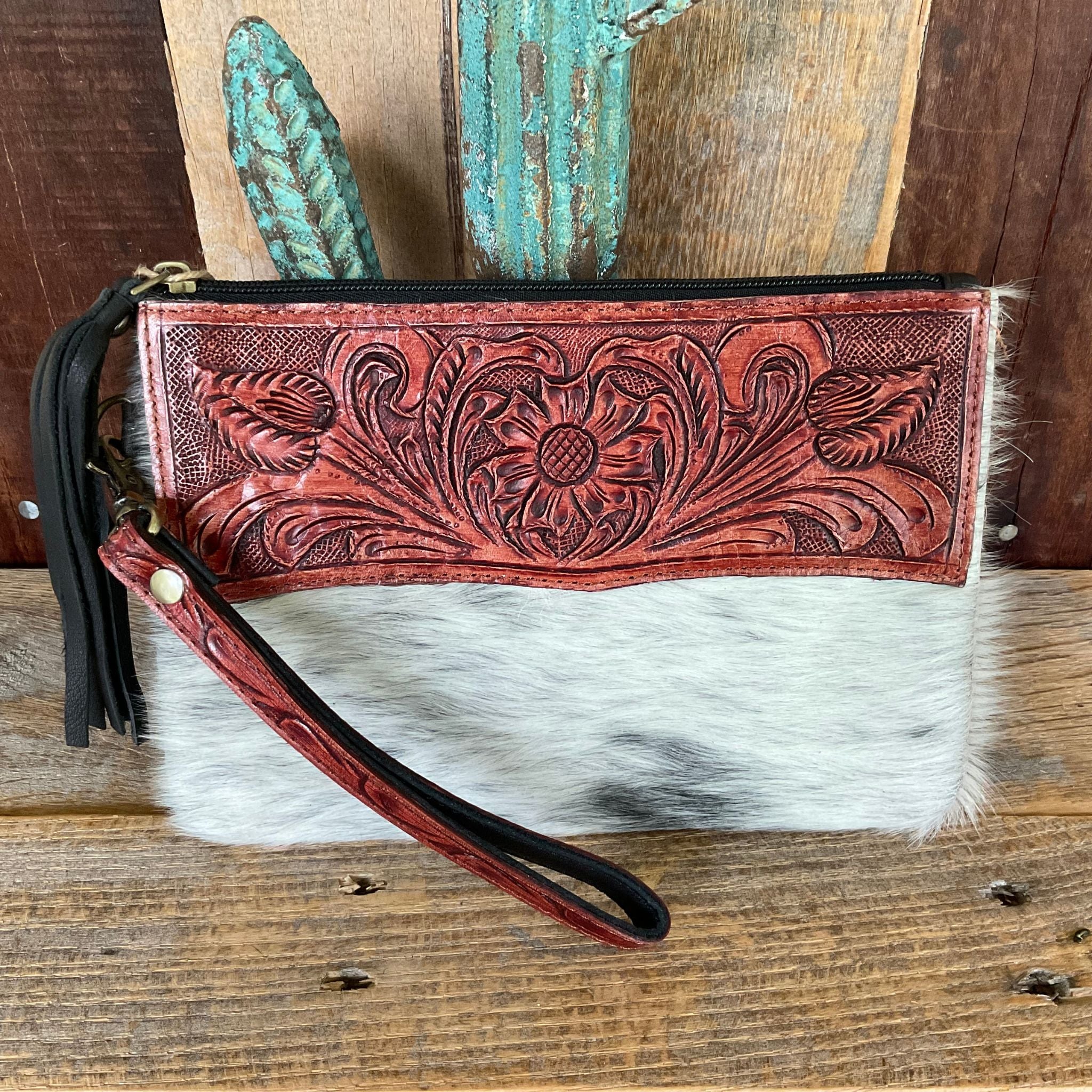 Western Tooled Leather Wristlet Countryside Co