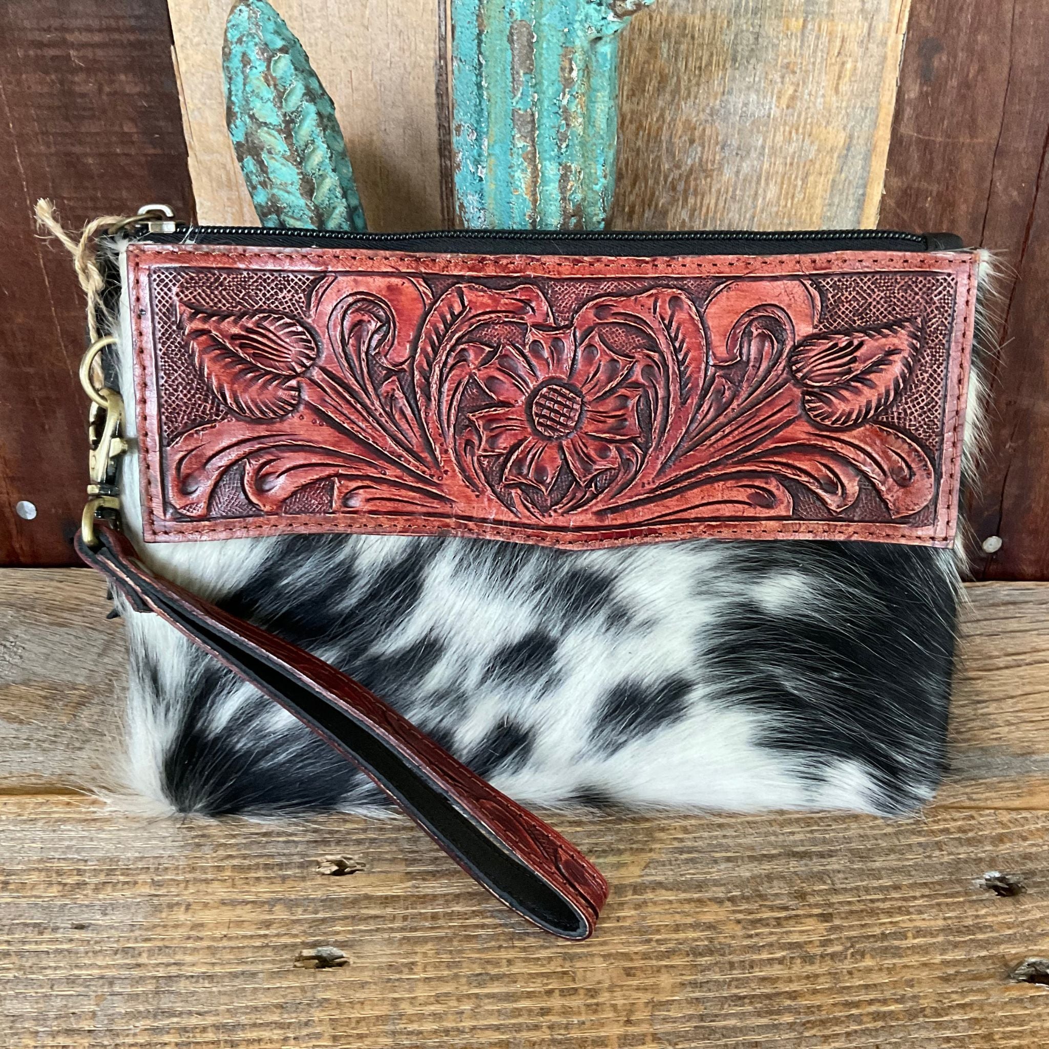 Western Tooled Leather Wristlet Countryside Co