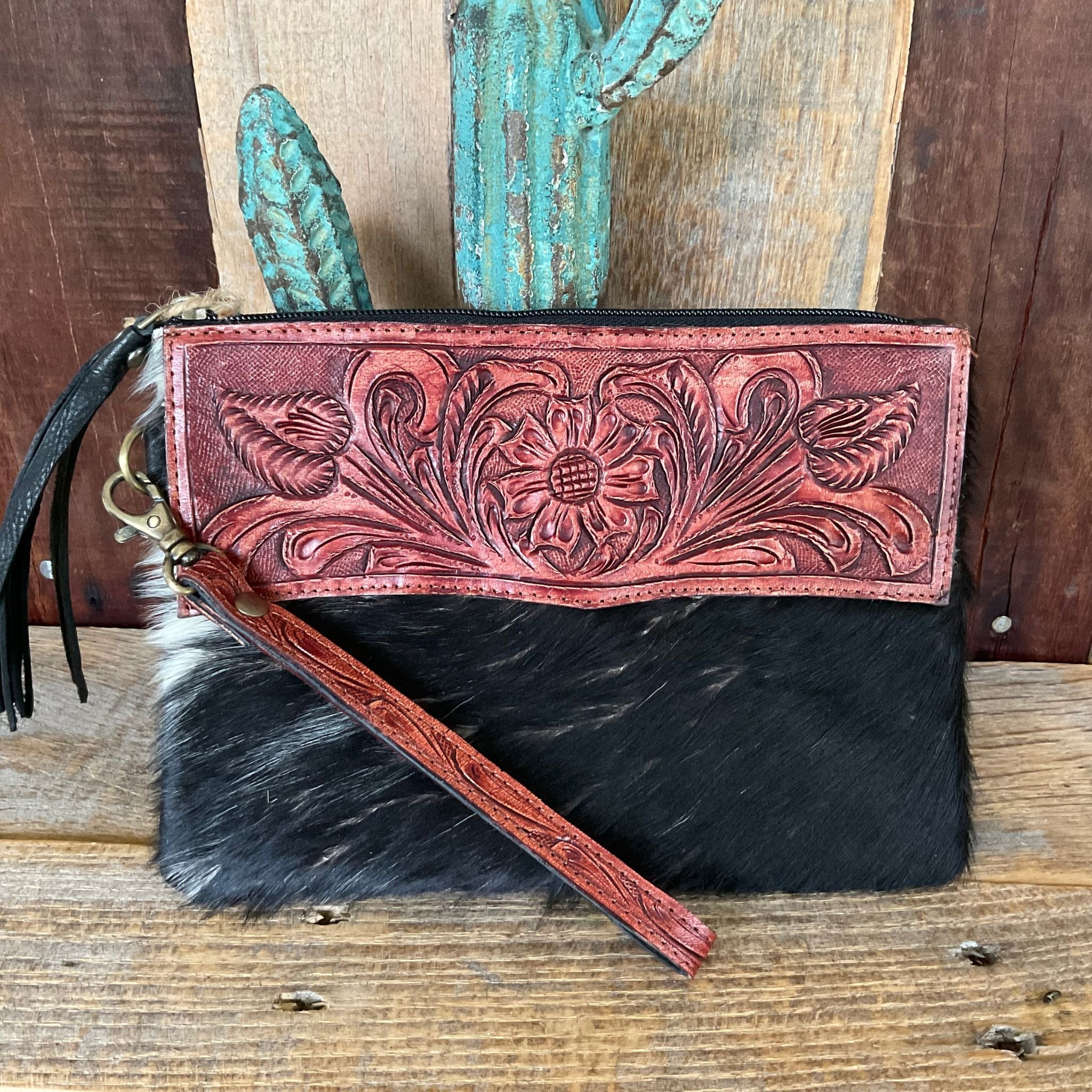 Western Tooled Leather Wristlet Countryside Co