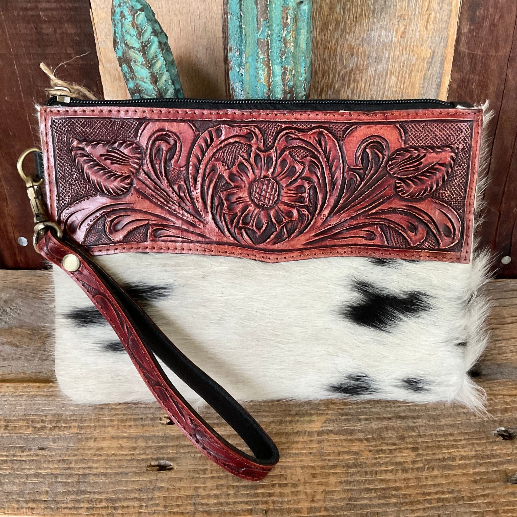 Western Tooled Leather Wristlet Countryside Co
