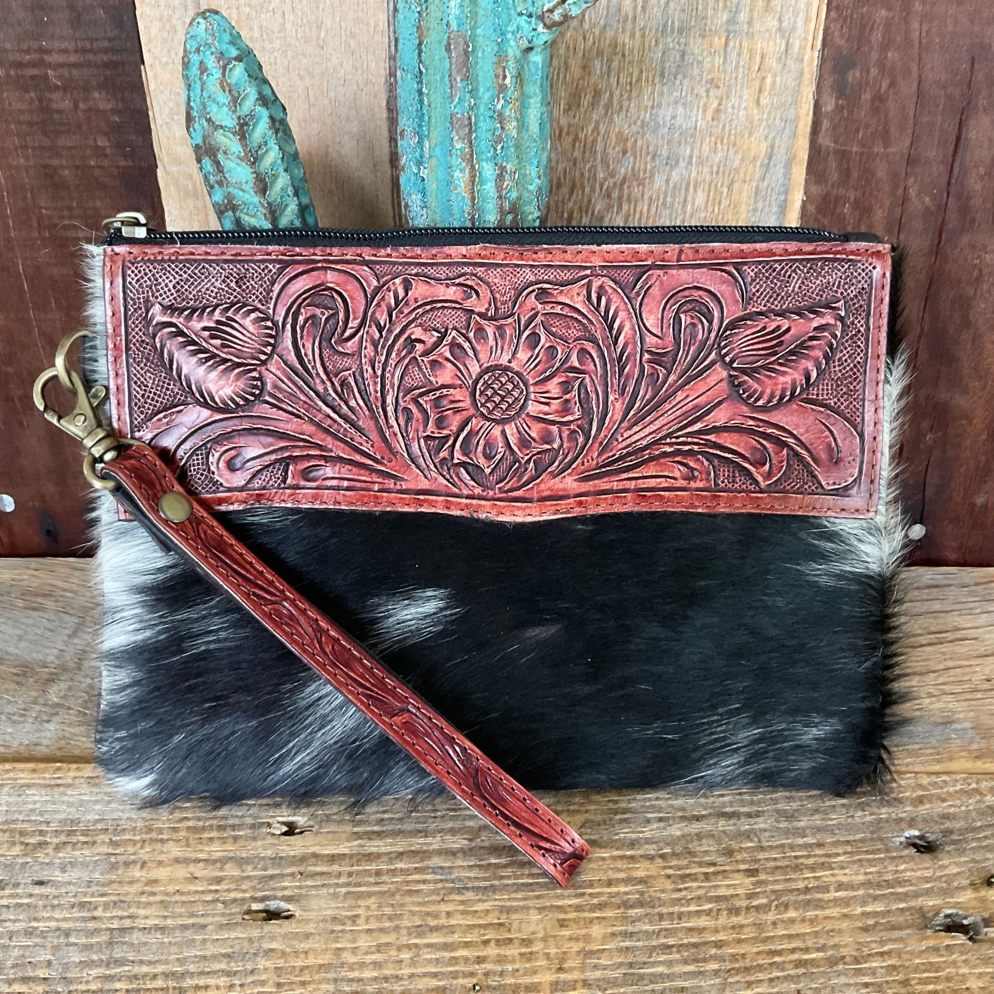 Western Tooled Leather Wristlet Countryside Co
