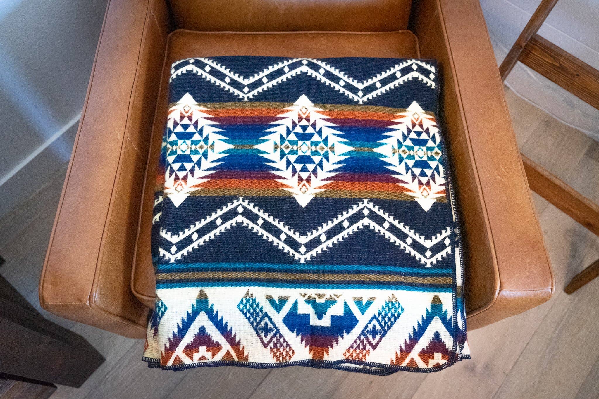 Alpaca Wool Blanket - Rio - Blue/Orange/Red