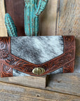 Cowhide Tooled Western Wallet
