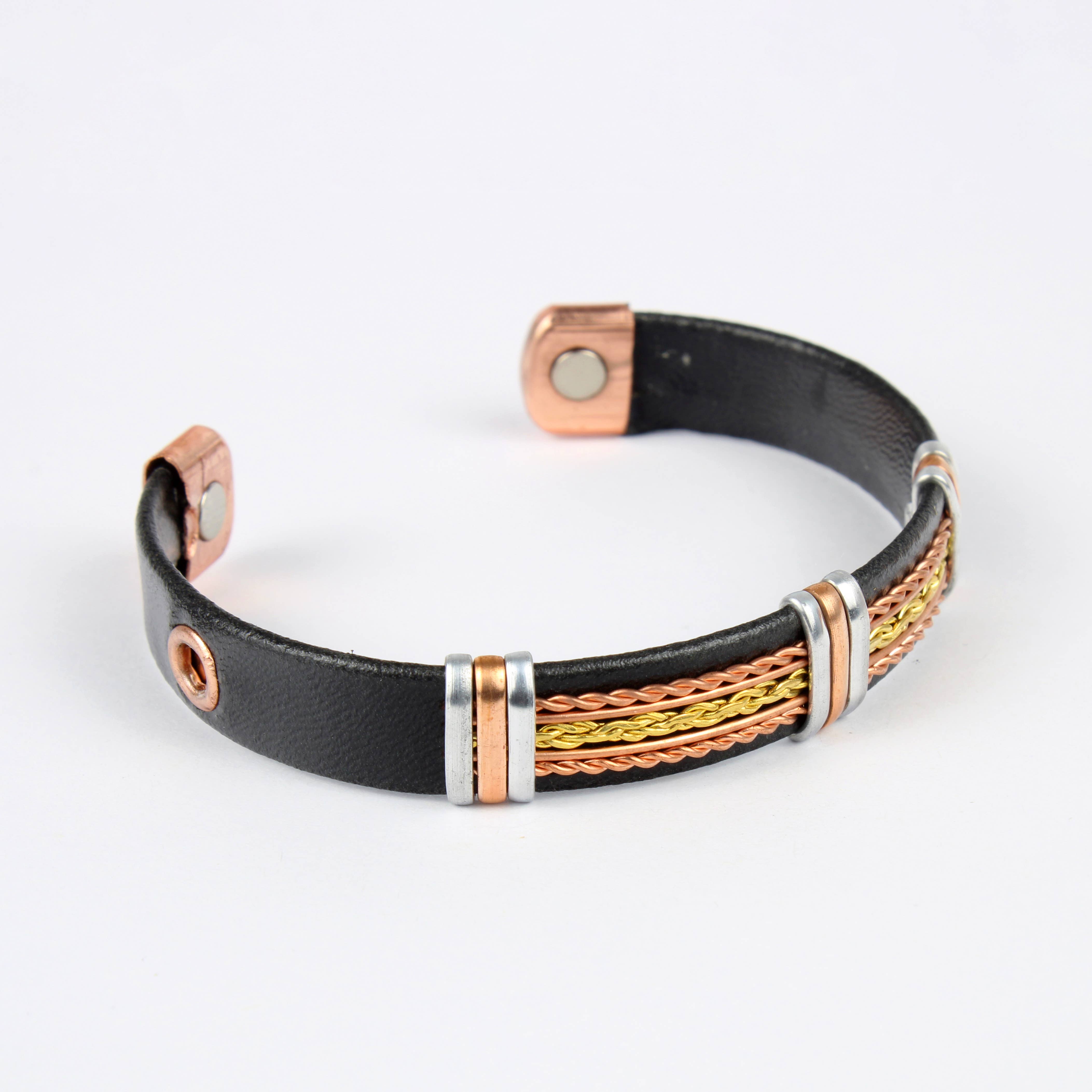 Copper Bracelet with leatherette (Design 51)