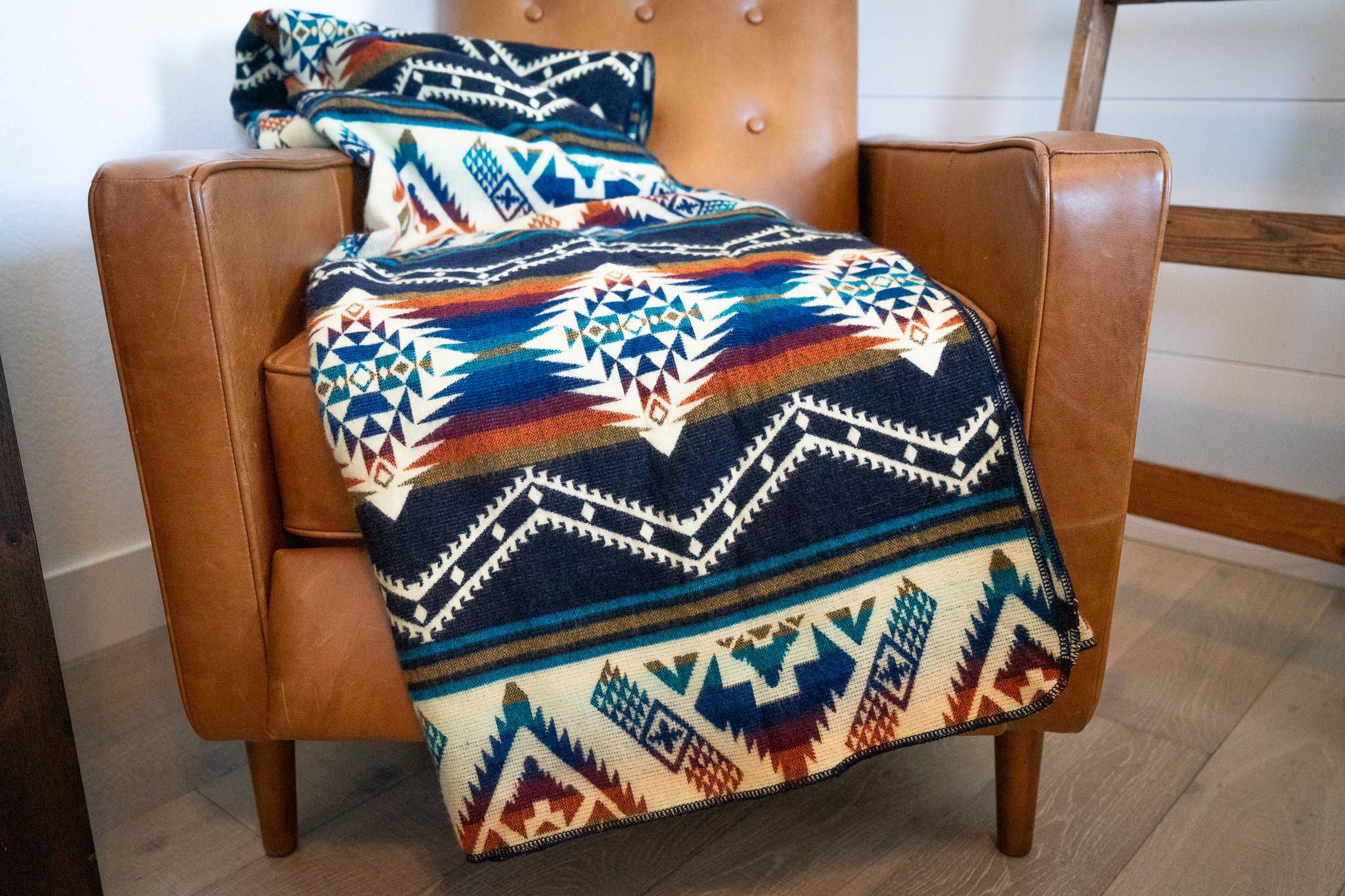 Alpaca Wool Blanket - Rio - Blue/Orange/Red