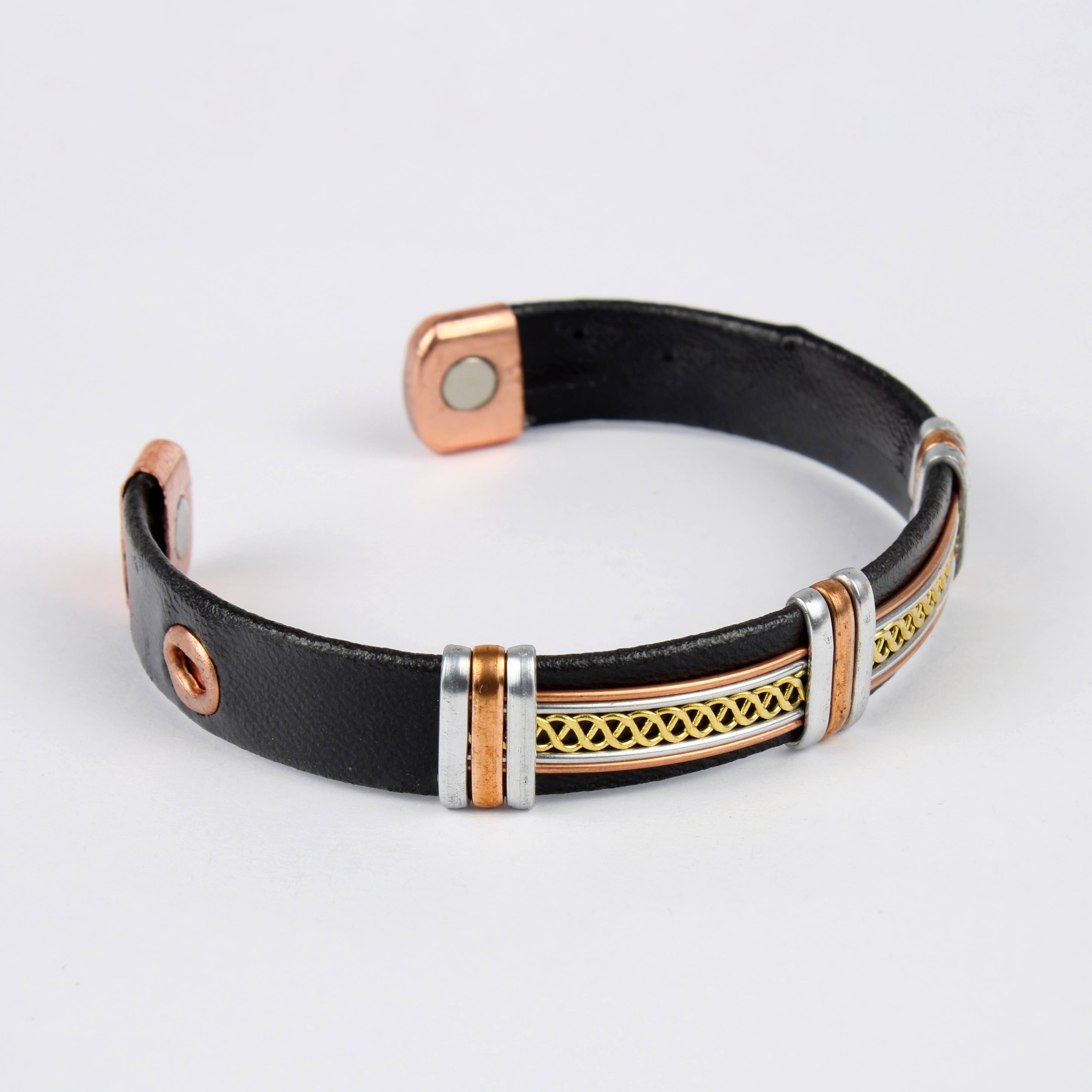 Copper Bracelet with leatherette (Design 54)