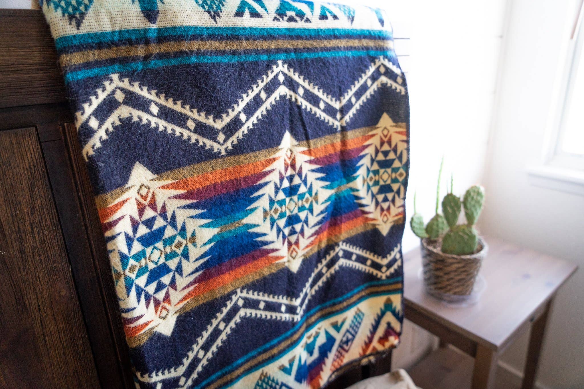 Alpaca Wool Blanket - Rio - Blue/Orange/Red