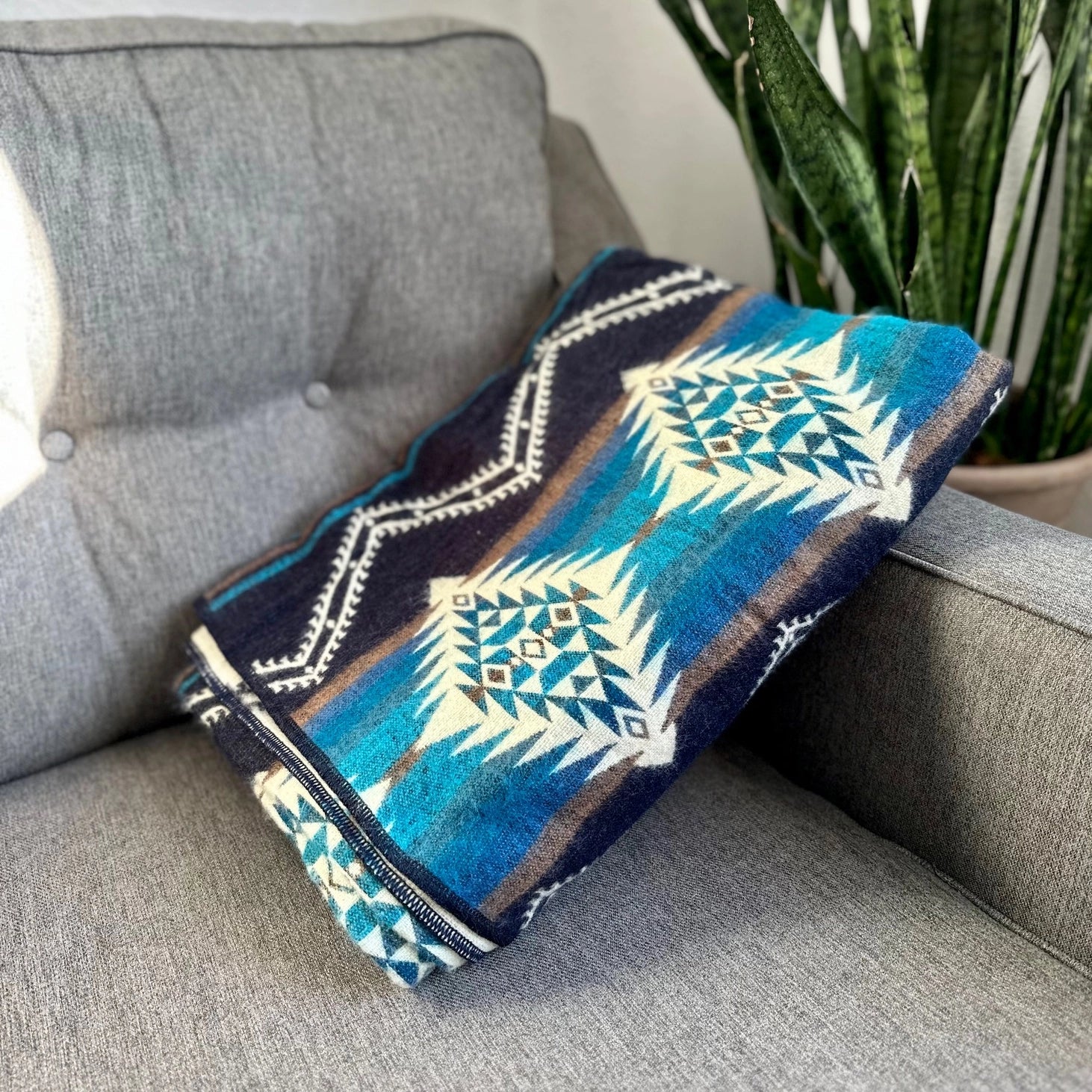 Alpaca Wool Blanket - Cobalt Blue