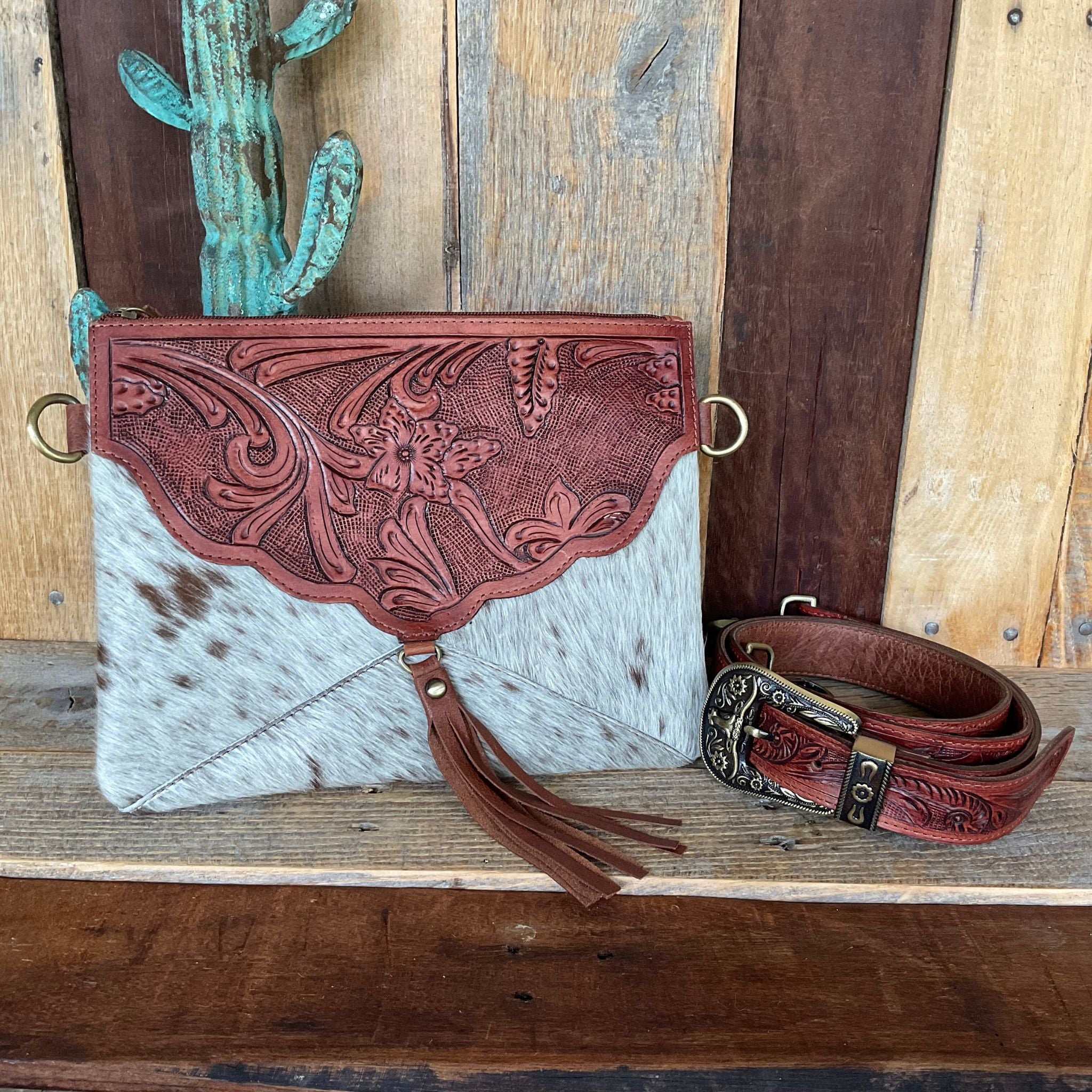 Cowhide Clutch Crossbody Countryside Co