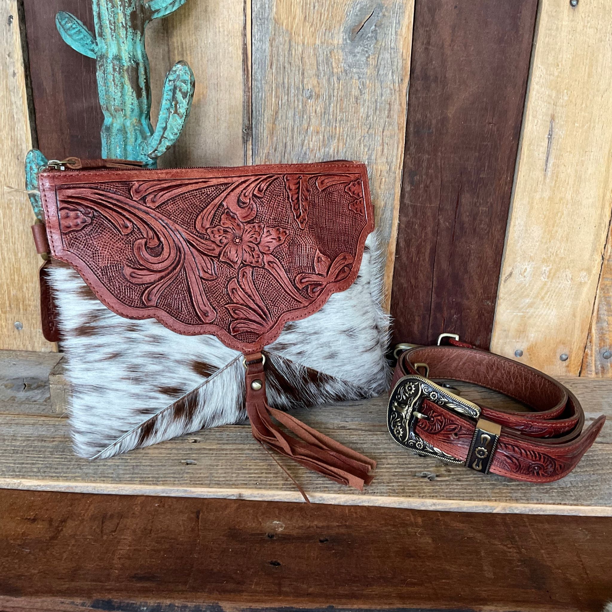 Cowhide Clutch Crossbody Countryside Co