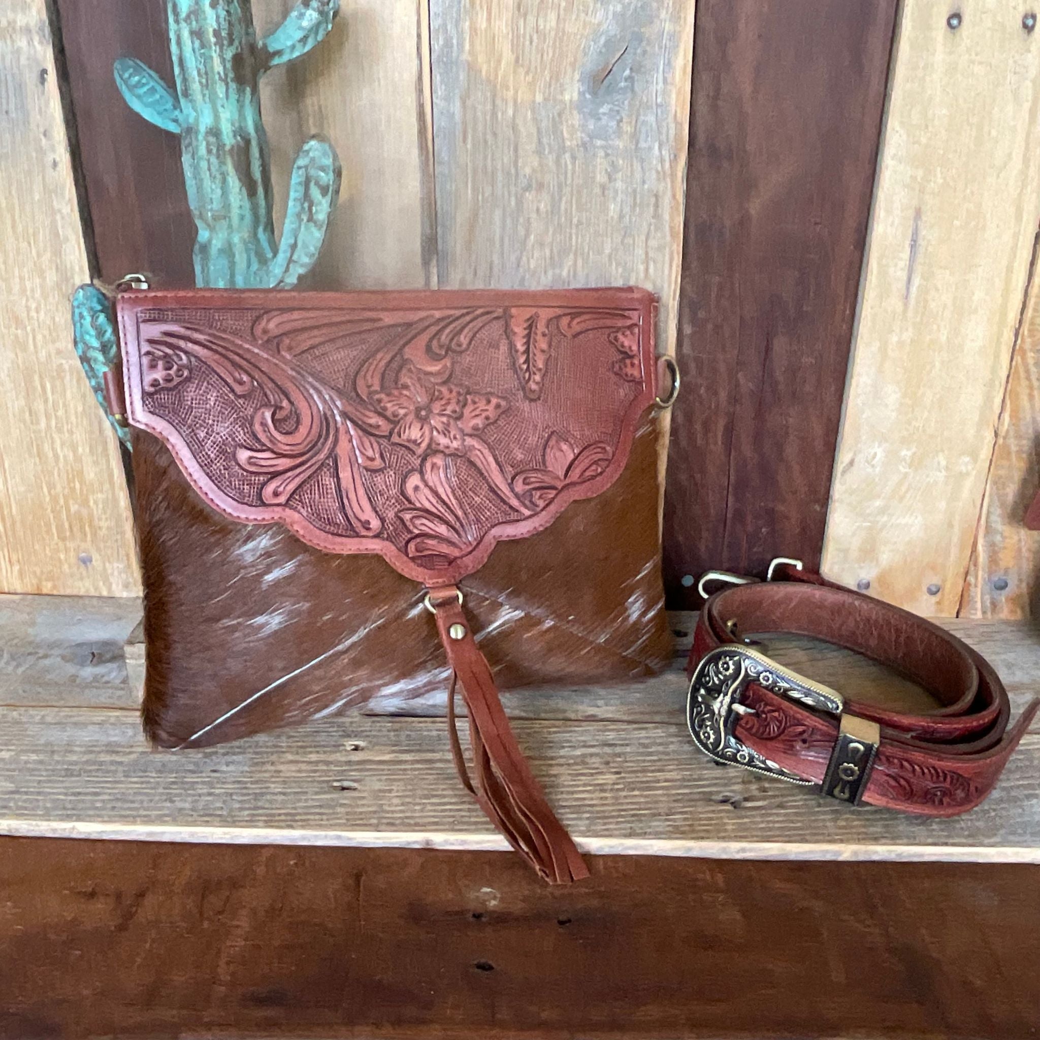 Cowhide Clutch Crossbody Countryside Co