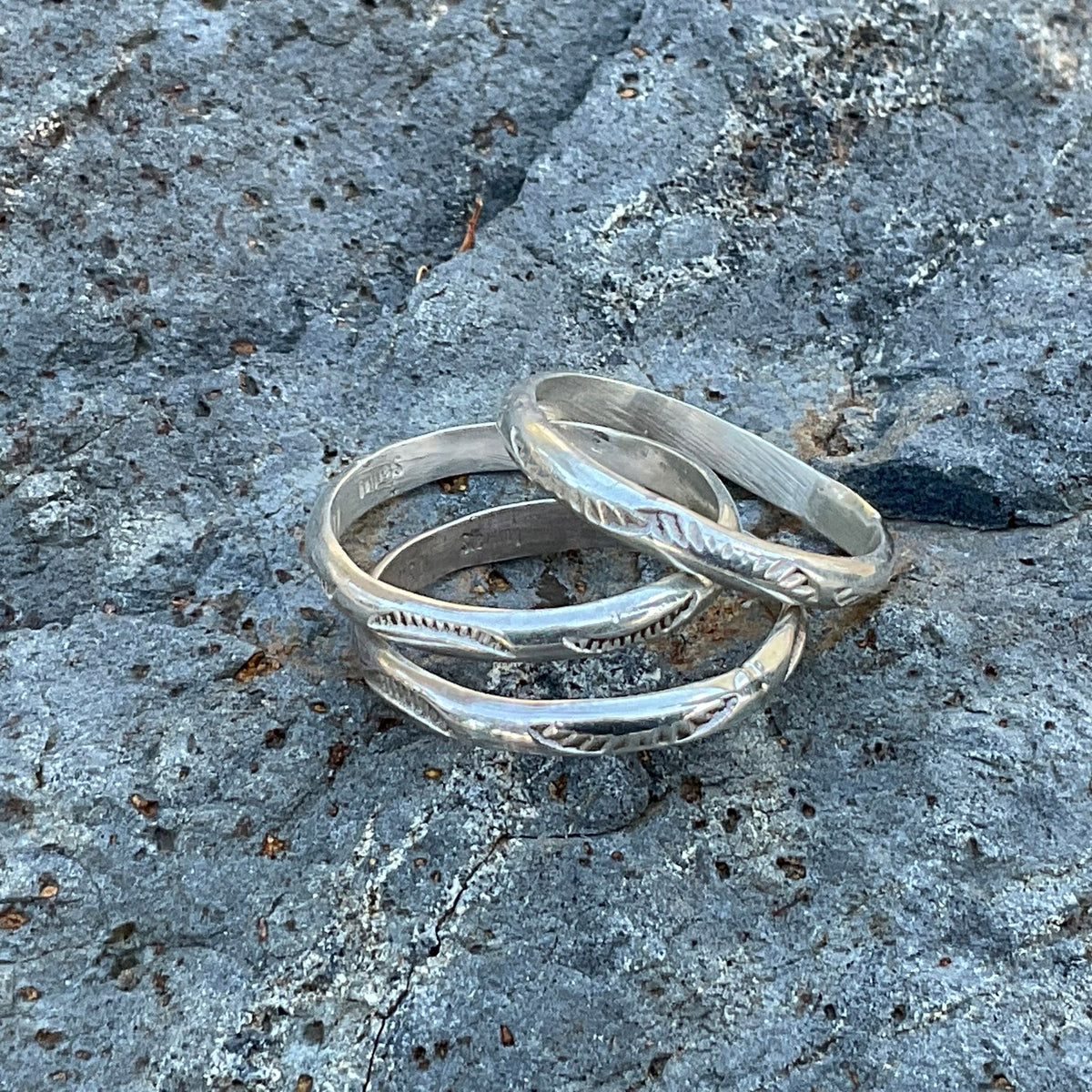 Navajo Silver Stamped Stacker Rings - Rustik-D
