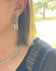 Turquoise and Stamped Western Hoop Earrings 