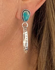 Turquoise and Stamped Western Hoop Earrings 