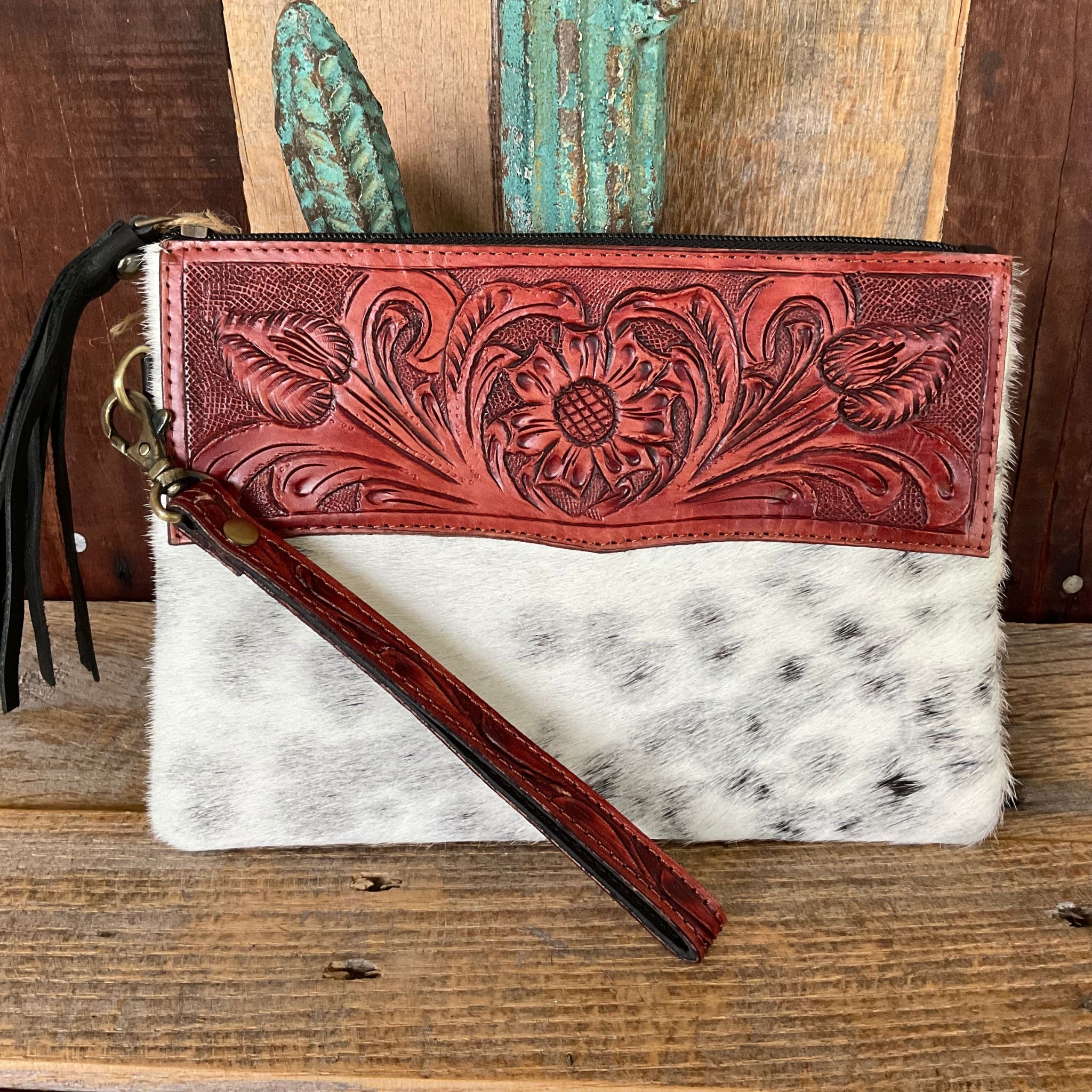 Western Tooled Leather Wristlet Countryside Co