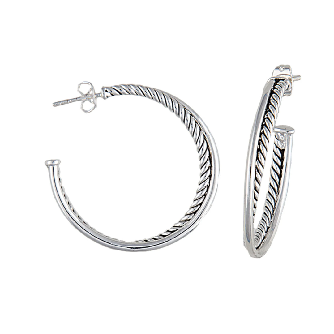 Twisted Wire &amp; Rope Hoop Earrings Montana Silversmiths