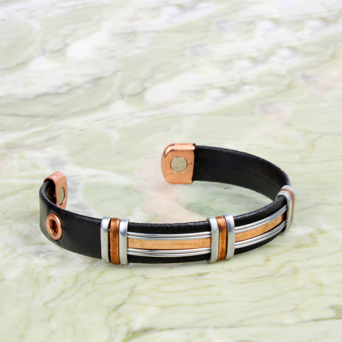 Copper Bracelet with leatherette (Design 52)