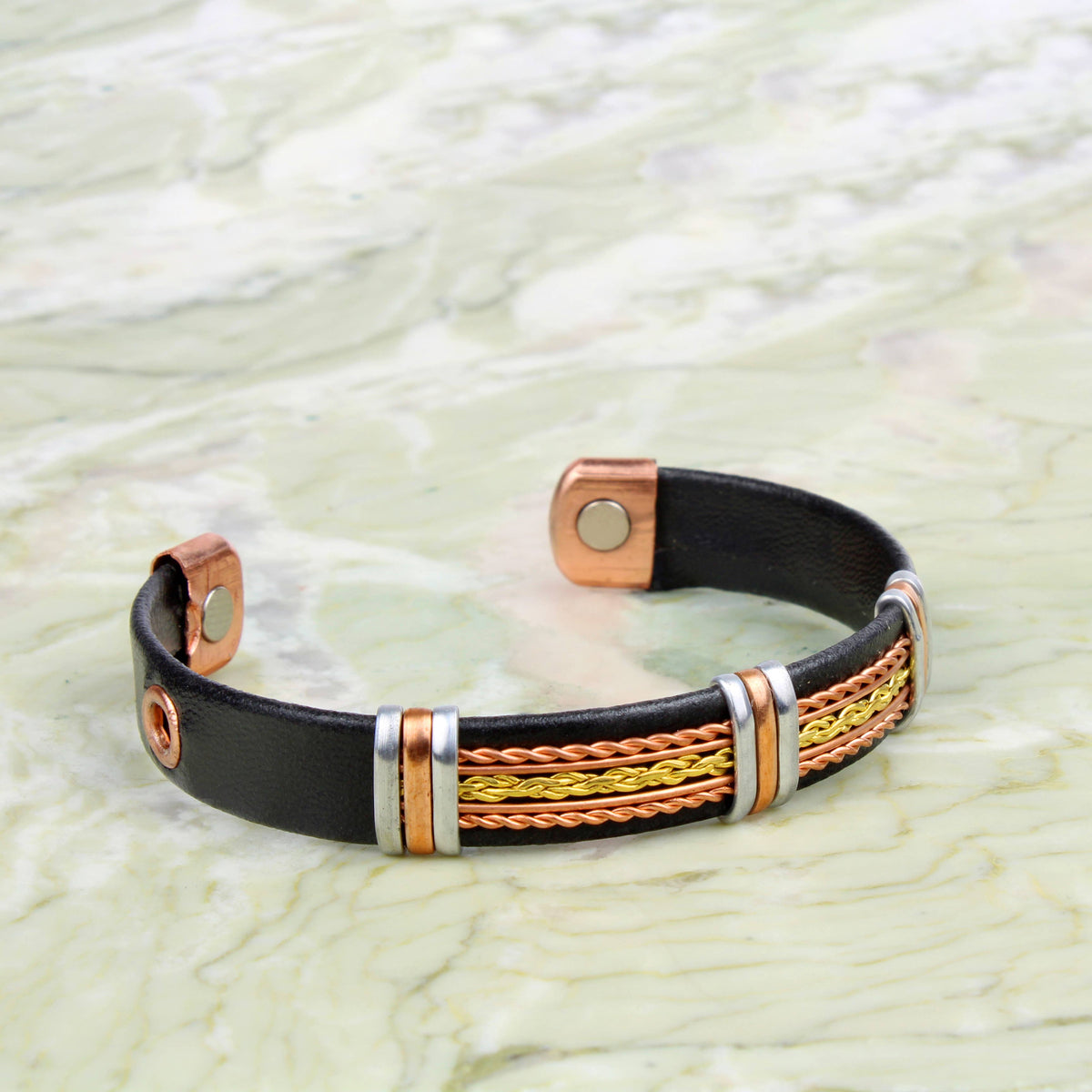 Copper Bracelet with leatherette (Design 51)