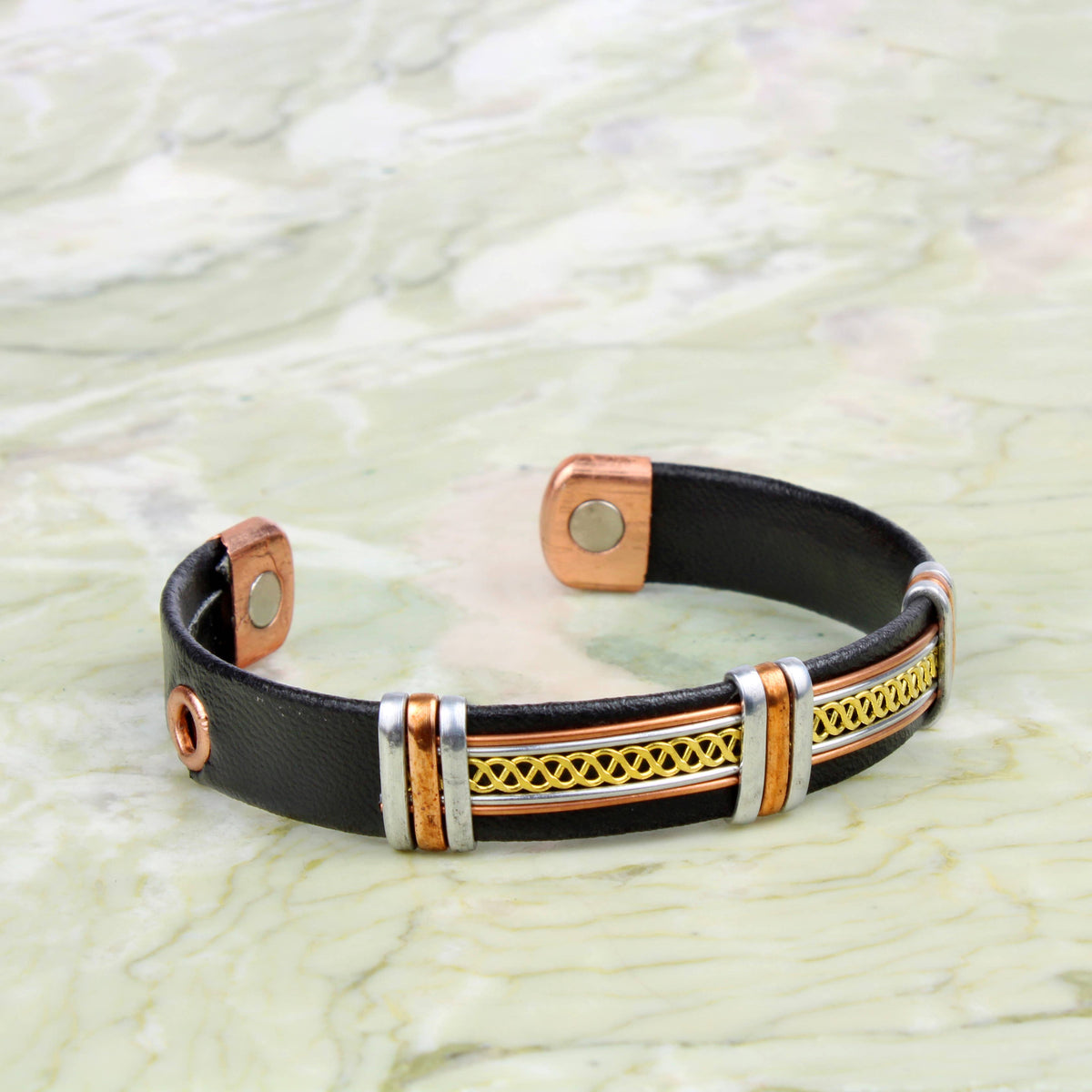 Copper Bracelet with leatherette (Design 54)