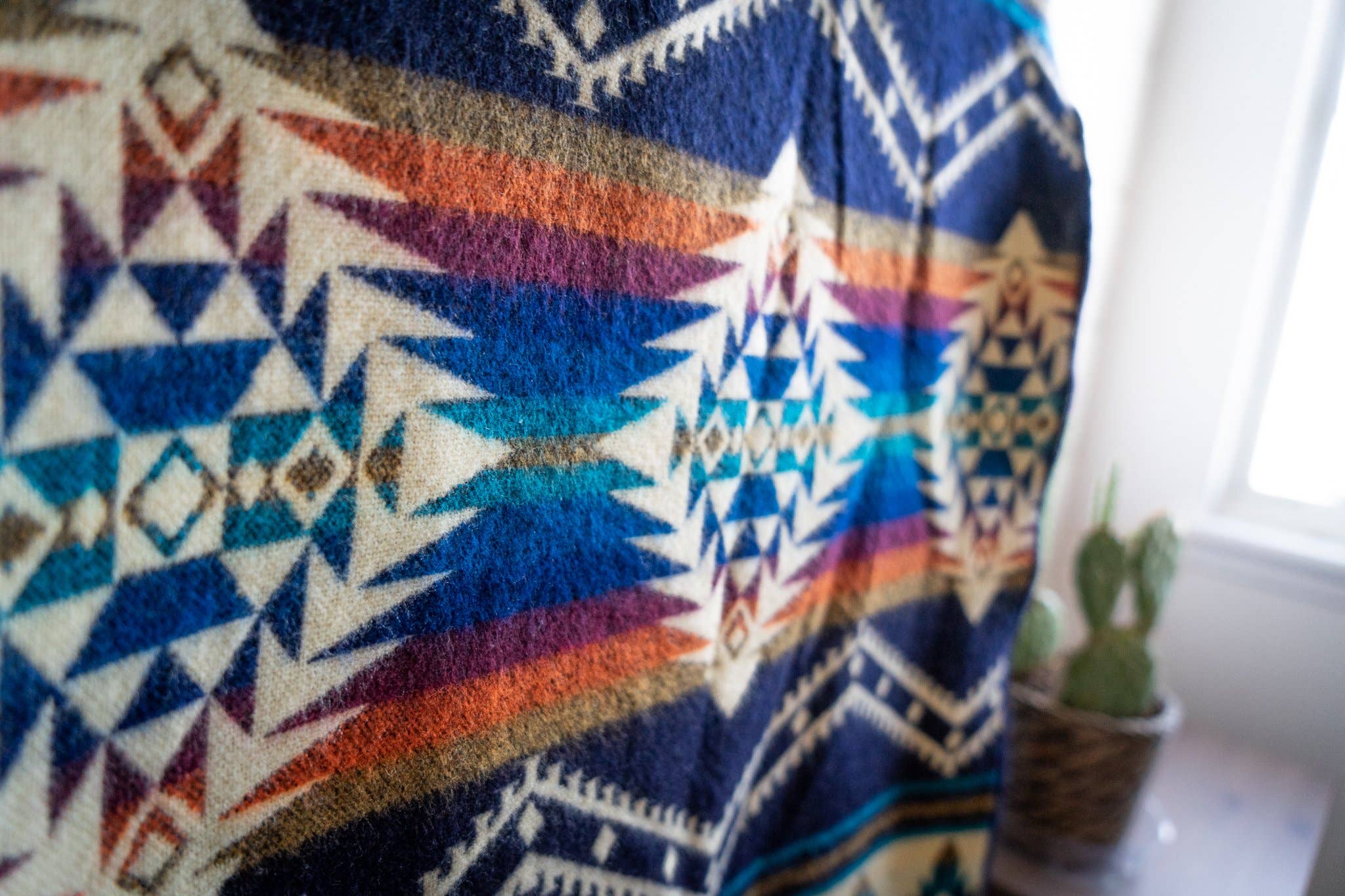 Alpaca Wool Blanket - Rio - Blue/Orange/Red