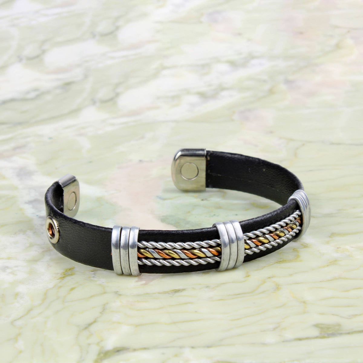 Copper Bracelet with leatherette (Design 56)