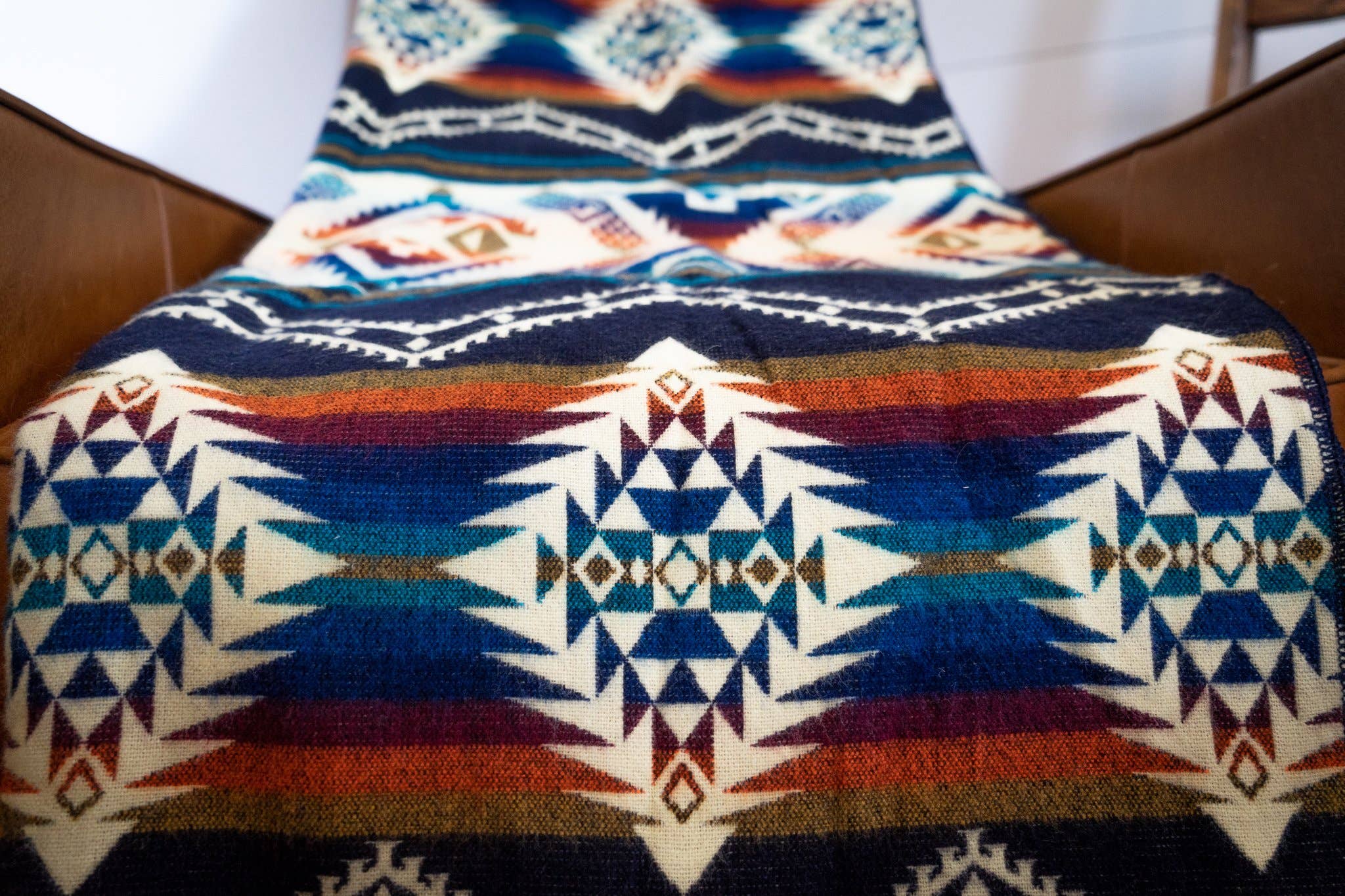 Alpaca Wool Blanket - Rio - Blue/Orange/Red