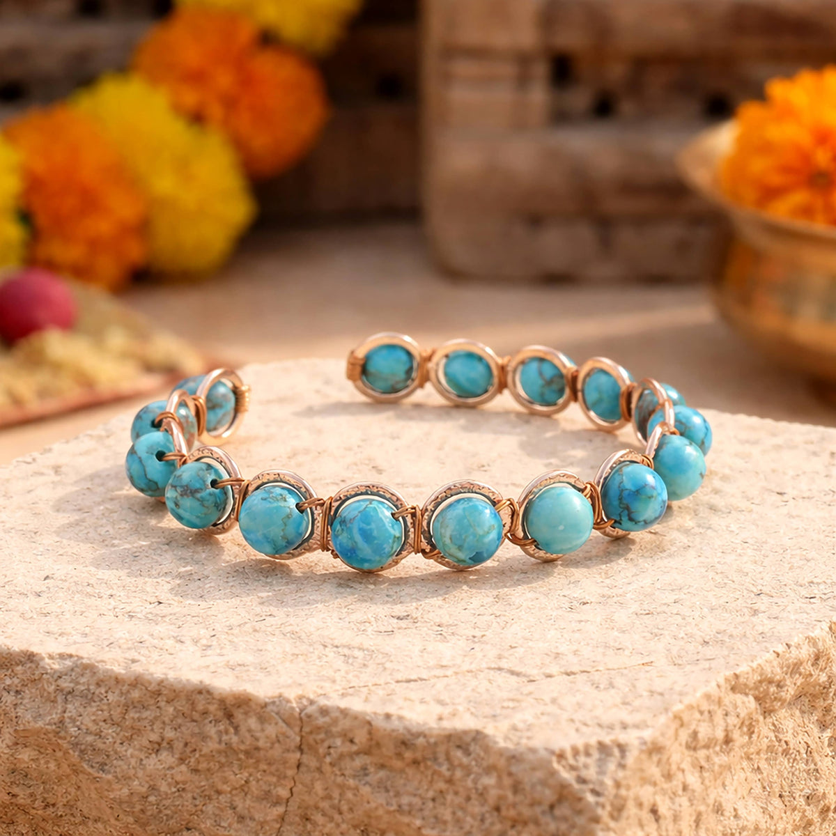 Copper &amp; Turquoise Crystal Bracelet