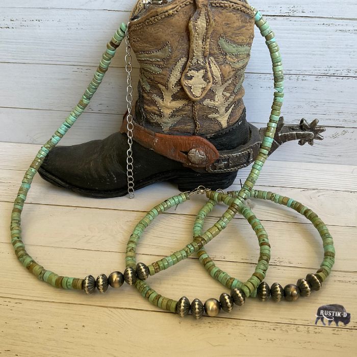 Heishi and Navajo Western Hoop Earrings Desert Cactus Co